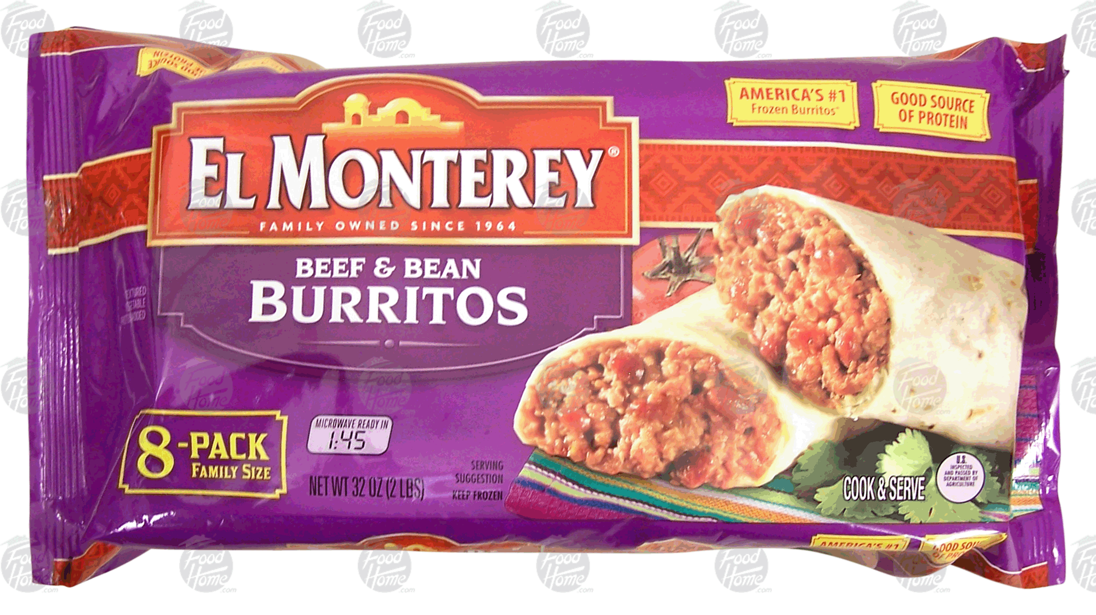 El Monterey  beef & bean burritos, 8 pack Full-Size Picture